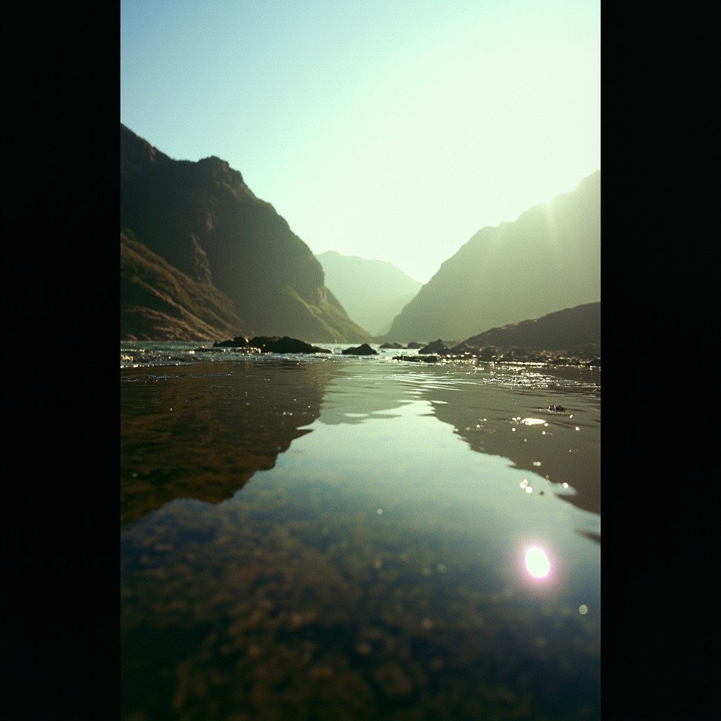 A River's View: Creek, Sky and Noon Brightness
