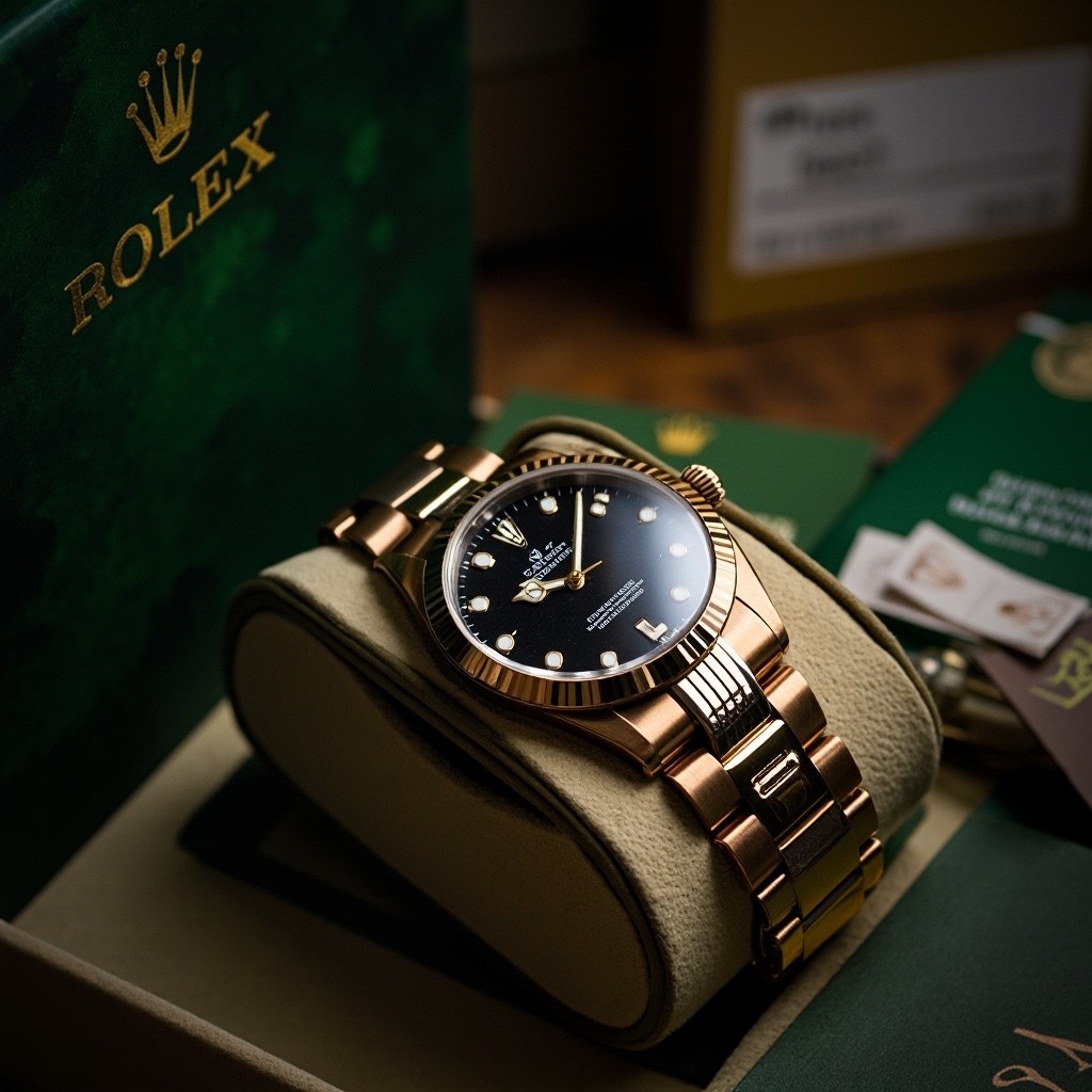 A Rolex Watch in New Packaging Displayed