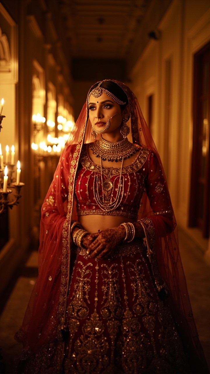 A Royal Indian Bride in Candle-Lit Palace