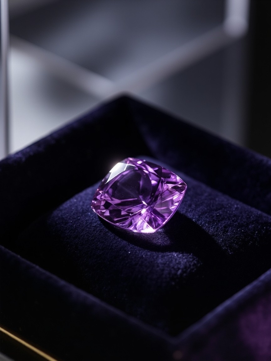 A Royal Purple Amethyst on Black Velvet Showcase