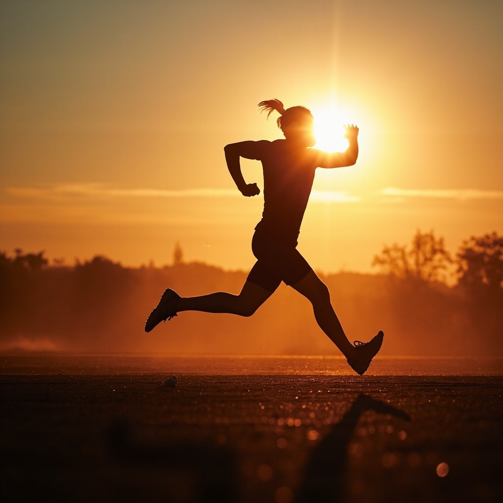 A Runner Achieving Goals at Sunrise