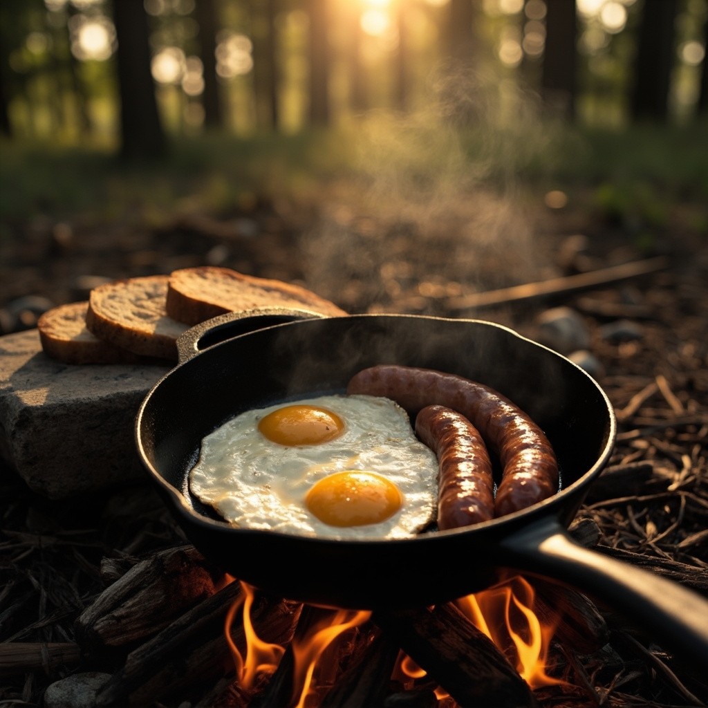 A Rustic Breakfast Scene in the Wilderness