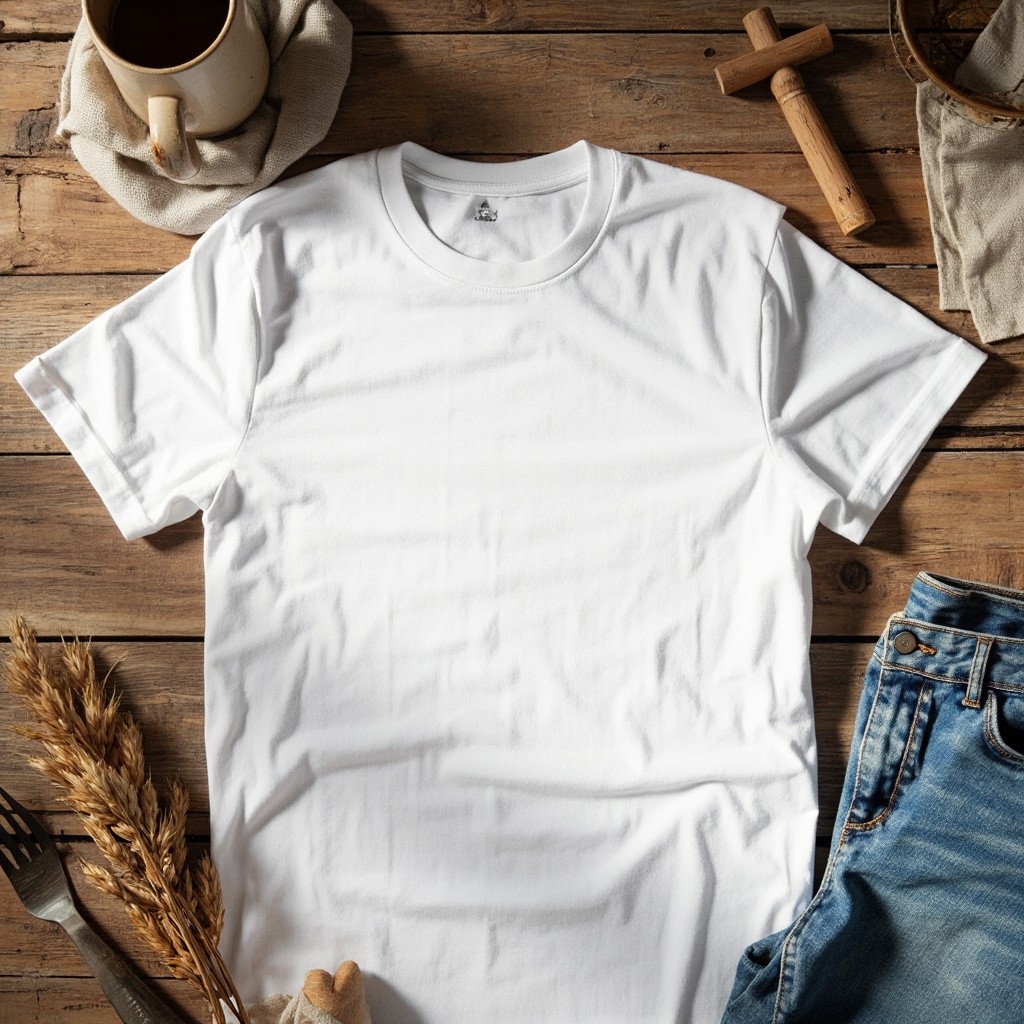 A Rustic Etsy T-Shirt Product Mockup Display