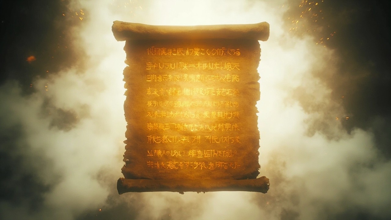A Sacred Parchment with Glowing Golden Script