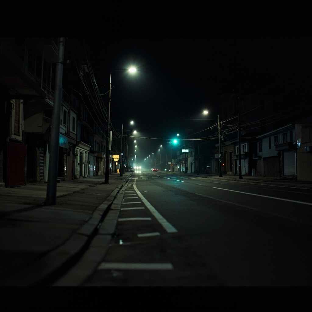 A Sad, Empty Street at Night