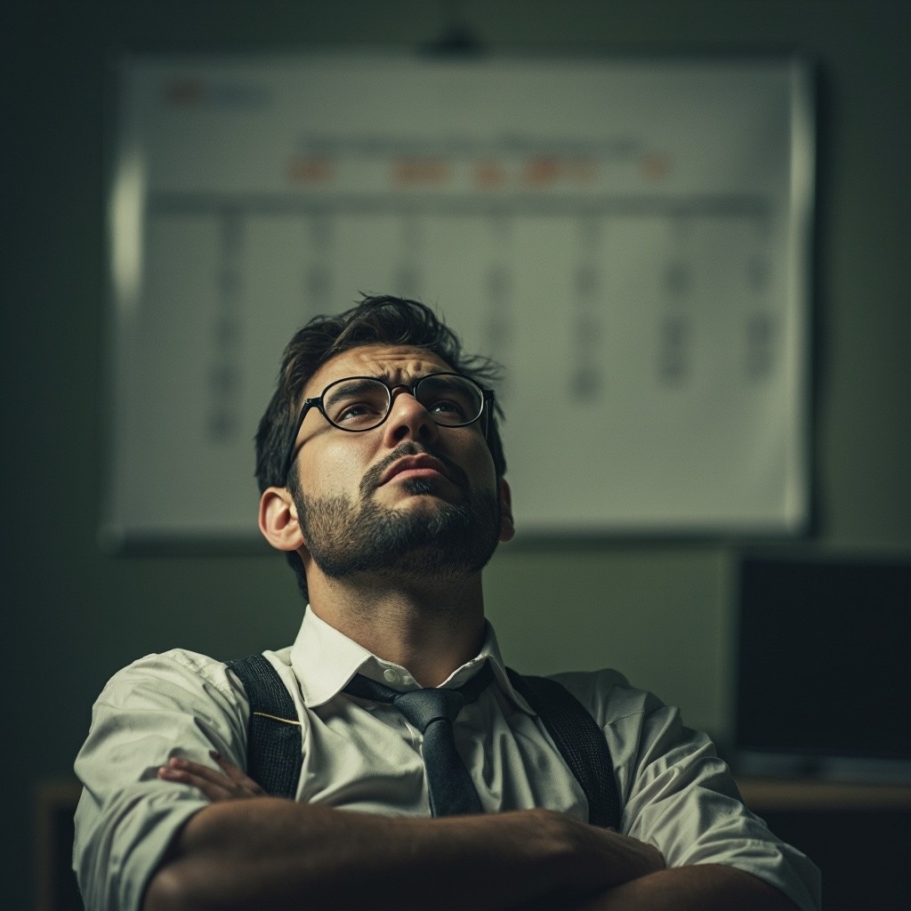 A Sad Man Missing His Calendar Deadline