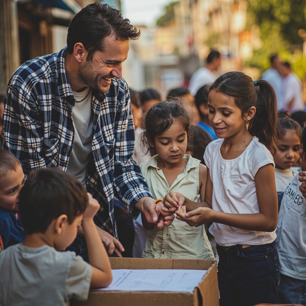 A Scene of Assisting Others