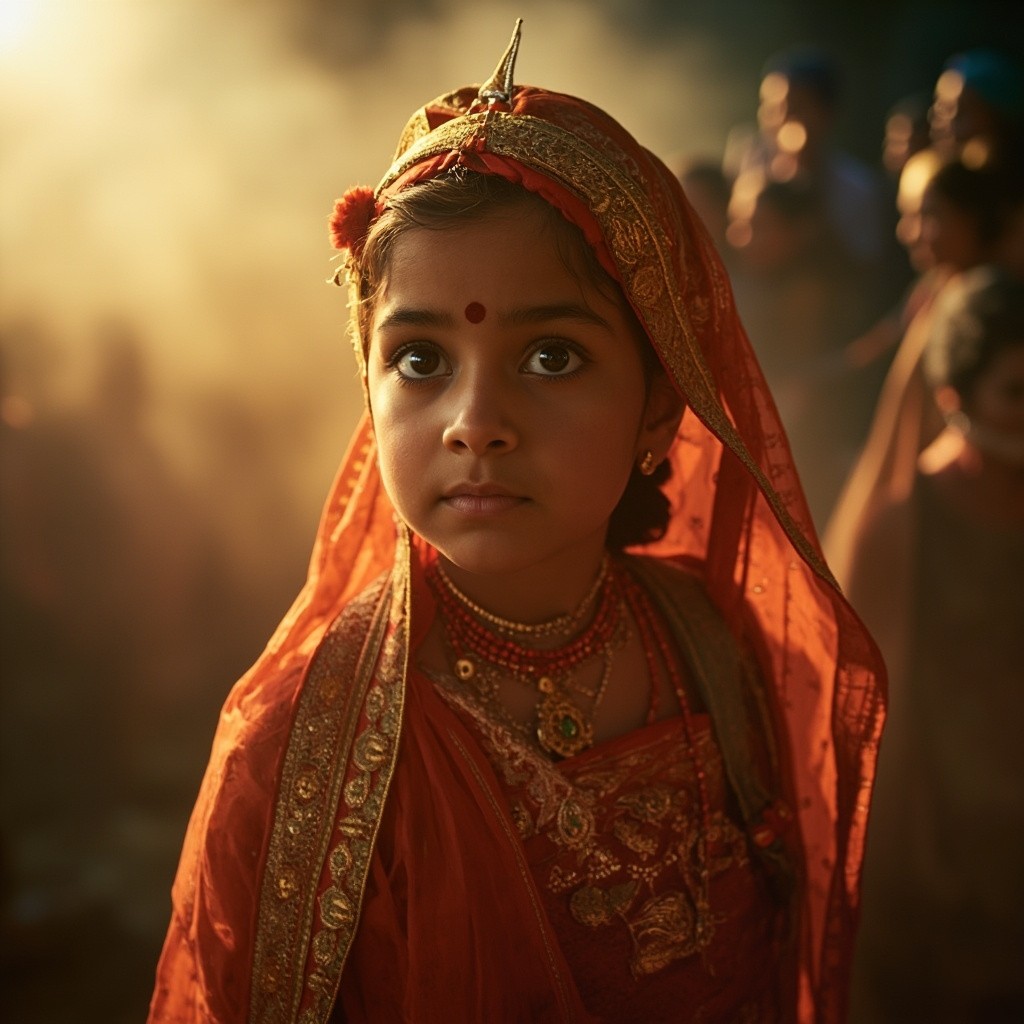 A Sikh Girl in Traditional Dummala Attire