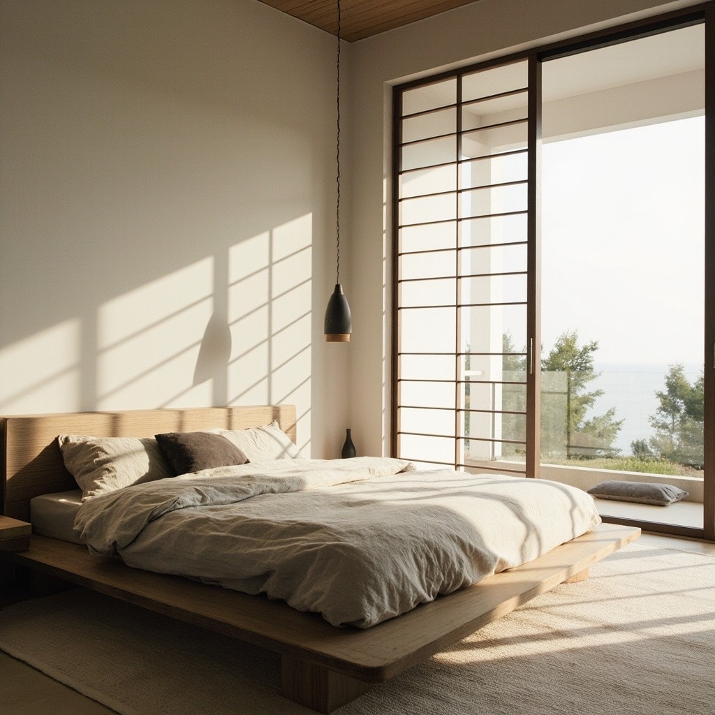 A Simple Japandi Bedroom with Neutral Tones