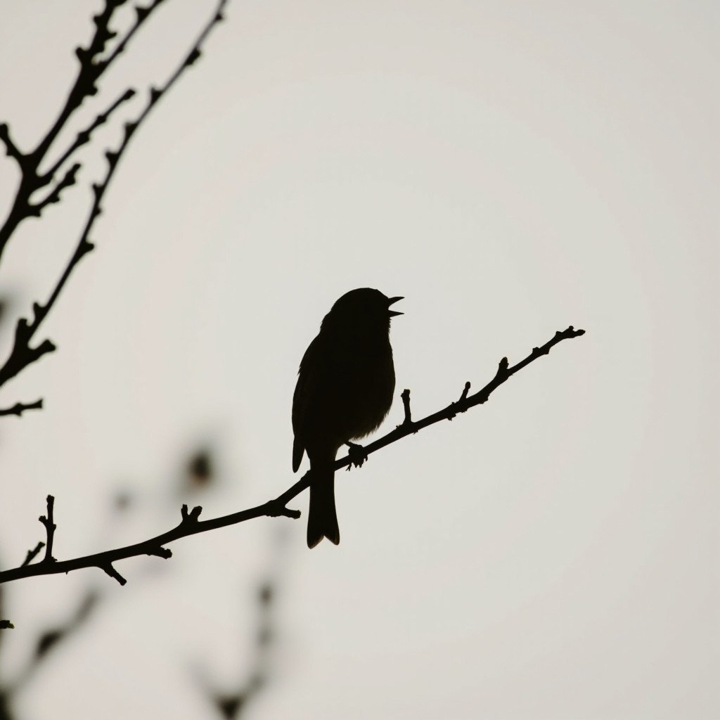A Small Bird Resting on a Bare Branch