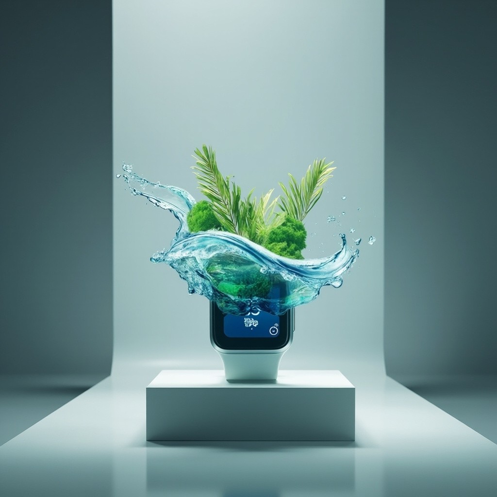 A Smart Watch Displaying Sea and Nature Holographs