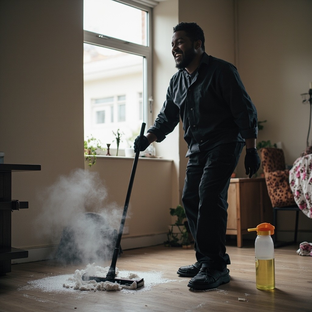 A Smiling Black House Cleaner