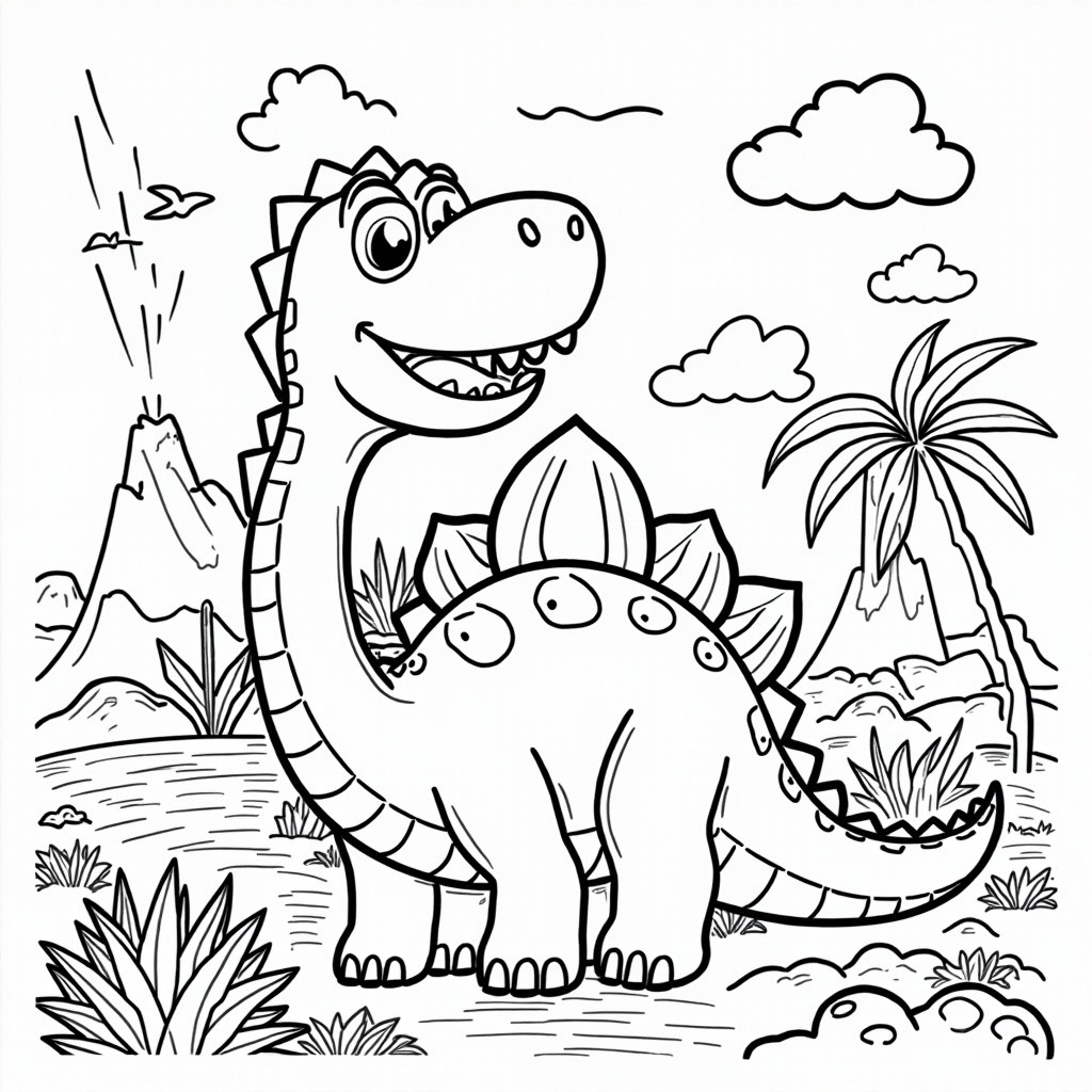 A Smiling Diplodocus in a Prehistoric Playground