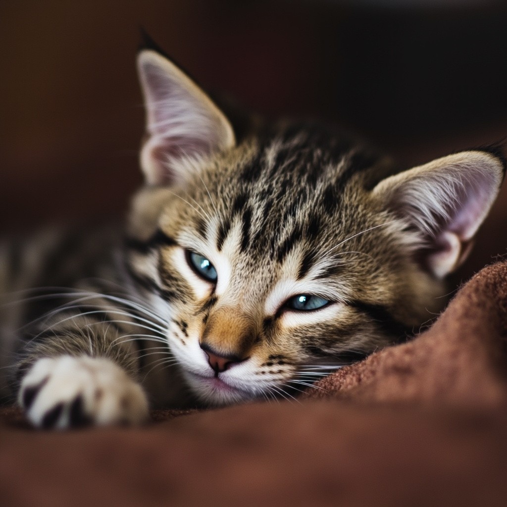 A Snoozing Little Kitten