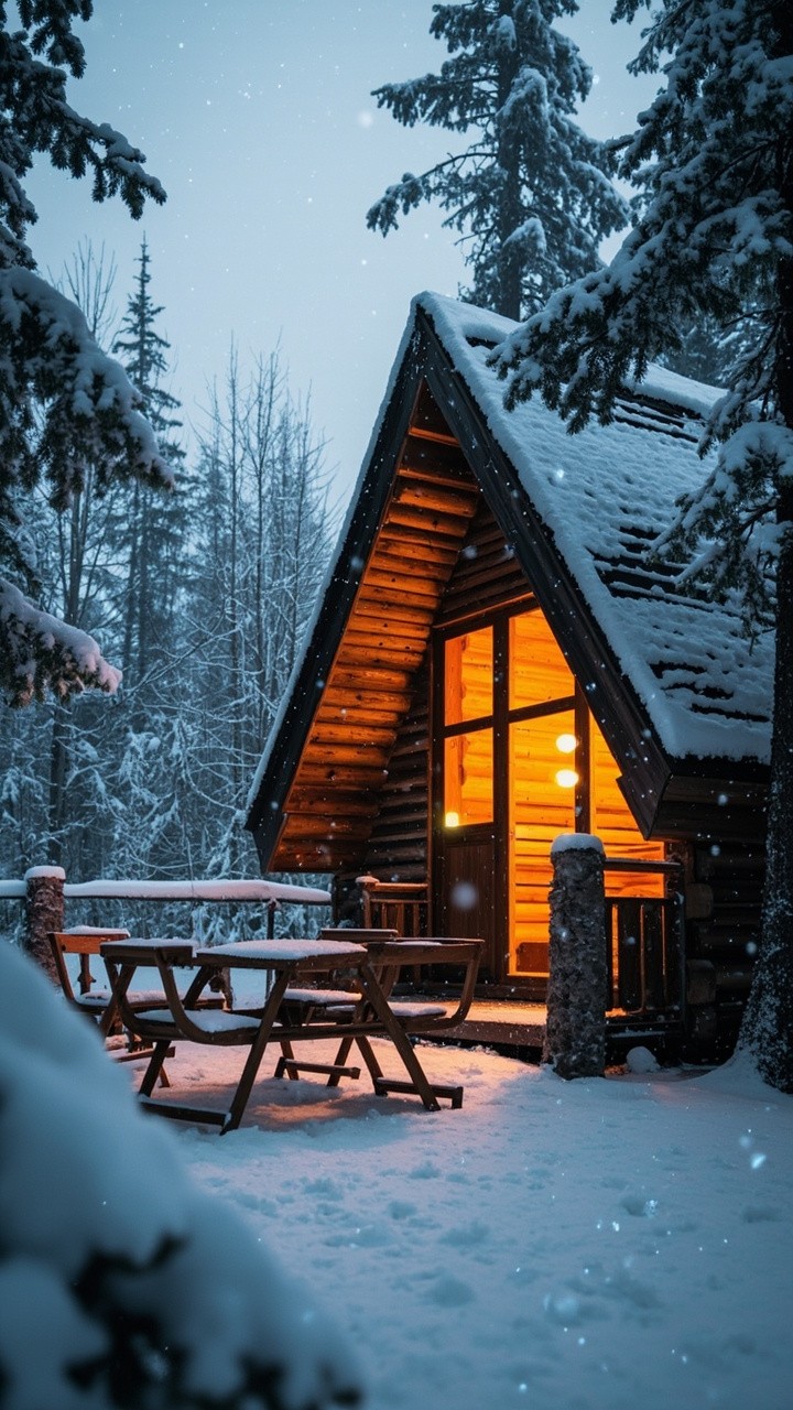 A Snowy Day at the Country House and Sauna