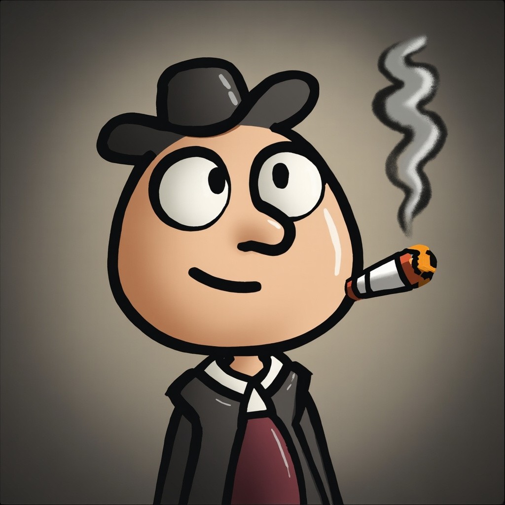 A Solo Cartoon Character with Smoke Simple