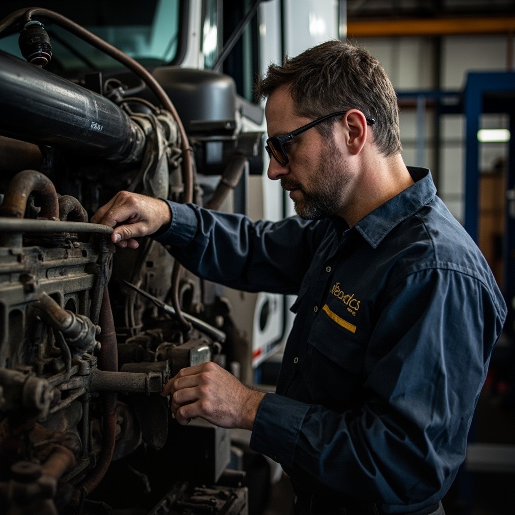 A Specialist Repairing the Engine of a Truck