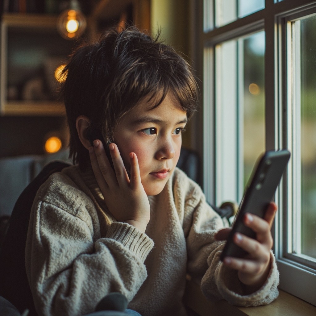 A Student Creating Content on His Phone