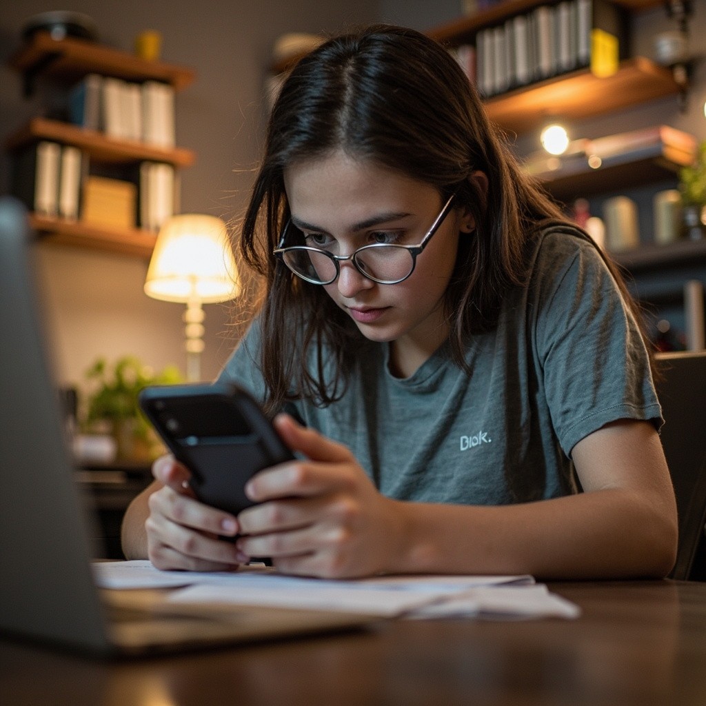 A Student Creating Content on Phone