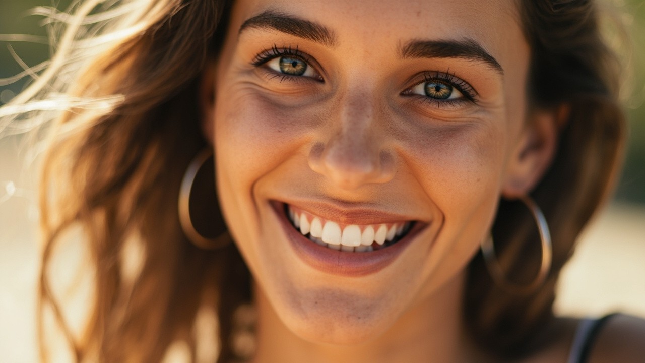 A Stunning Young Woman's Radiant Outdoor Smile