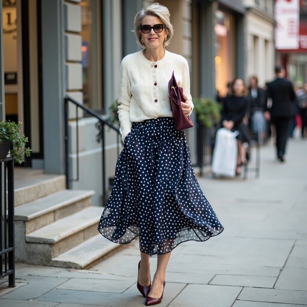 A Stylish 40-Year-Old Woman in Chic Outfit