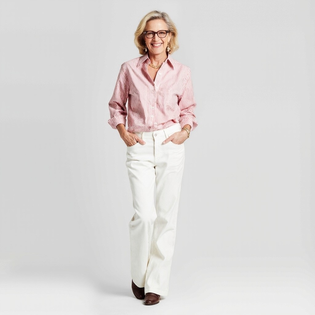 A Stylish Middle-Aged Woman in Chic Outfit