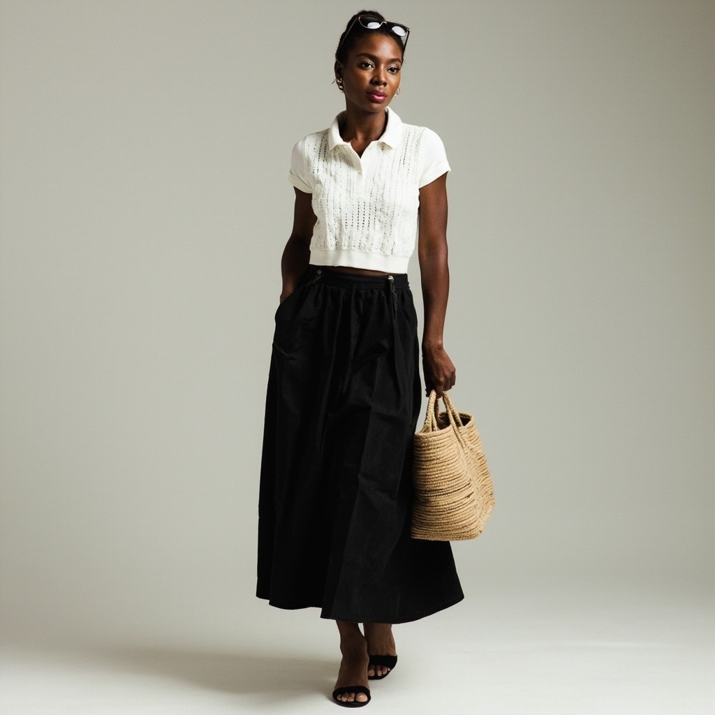 A Stylish Middle-Aged Woman in Chic Summer Outfit
