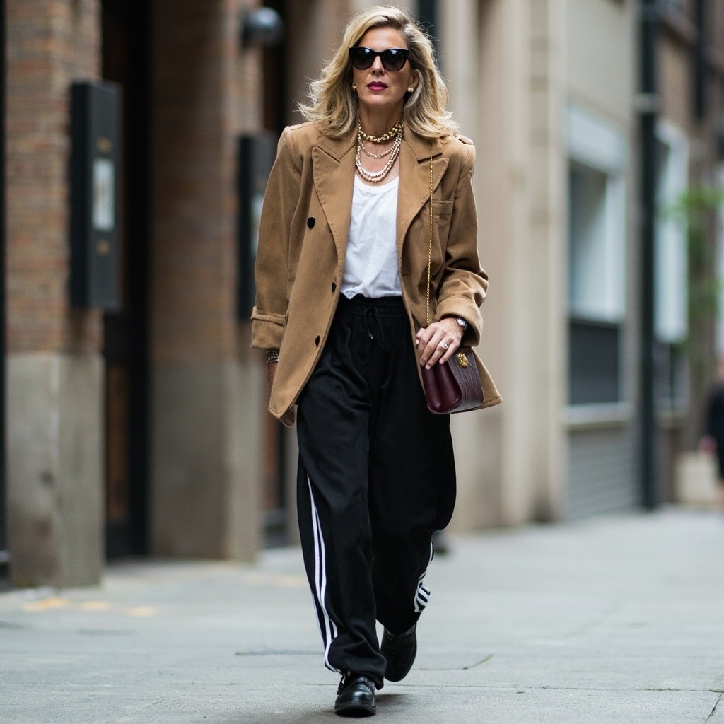 A Stylish Woman in Adidas Outfit Holding Rectangular Clutch
