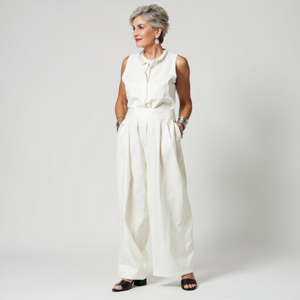 A Stylish Woman in Elegant White Outfit