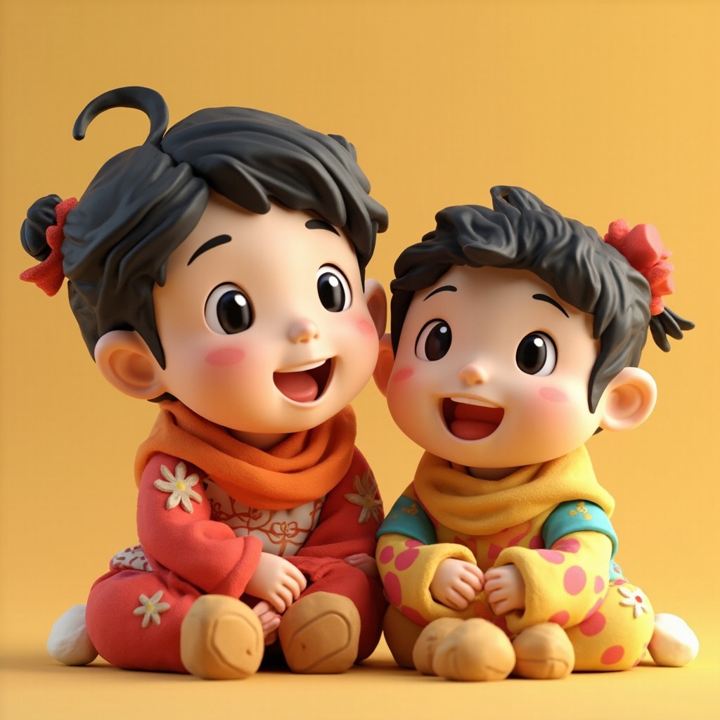 A Teacher and Child Laughing in 3D Image