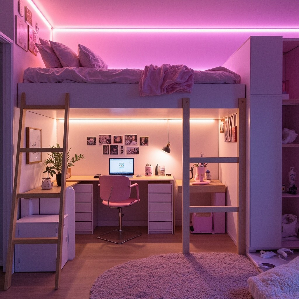 A Teen Girl's Aesthetic Loft Bedroom Decor