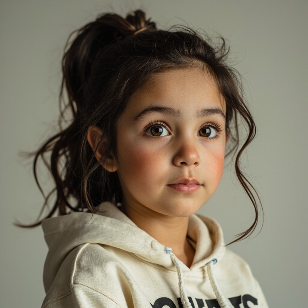 A Teenage Girl with Ponytail in a Hoodie