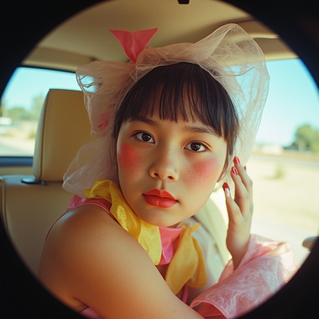 A Teenage Kawaii Girl Carwash in Wasteland Pop Art