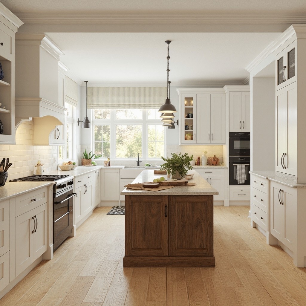 A Traditional, Spacious L-shaped Kitchen Interior