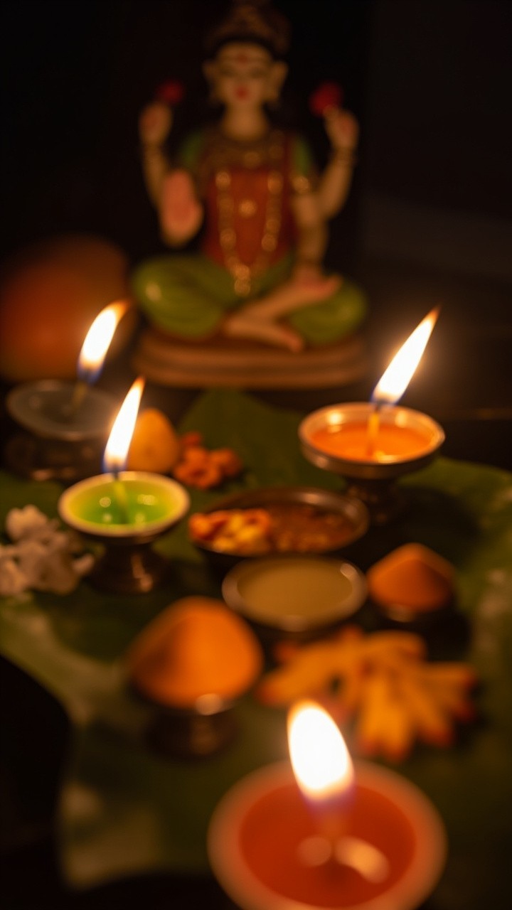 A Traditional Varamahalakshmi Puja Setup
