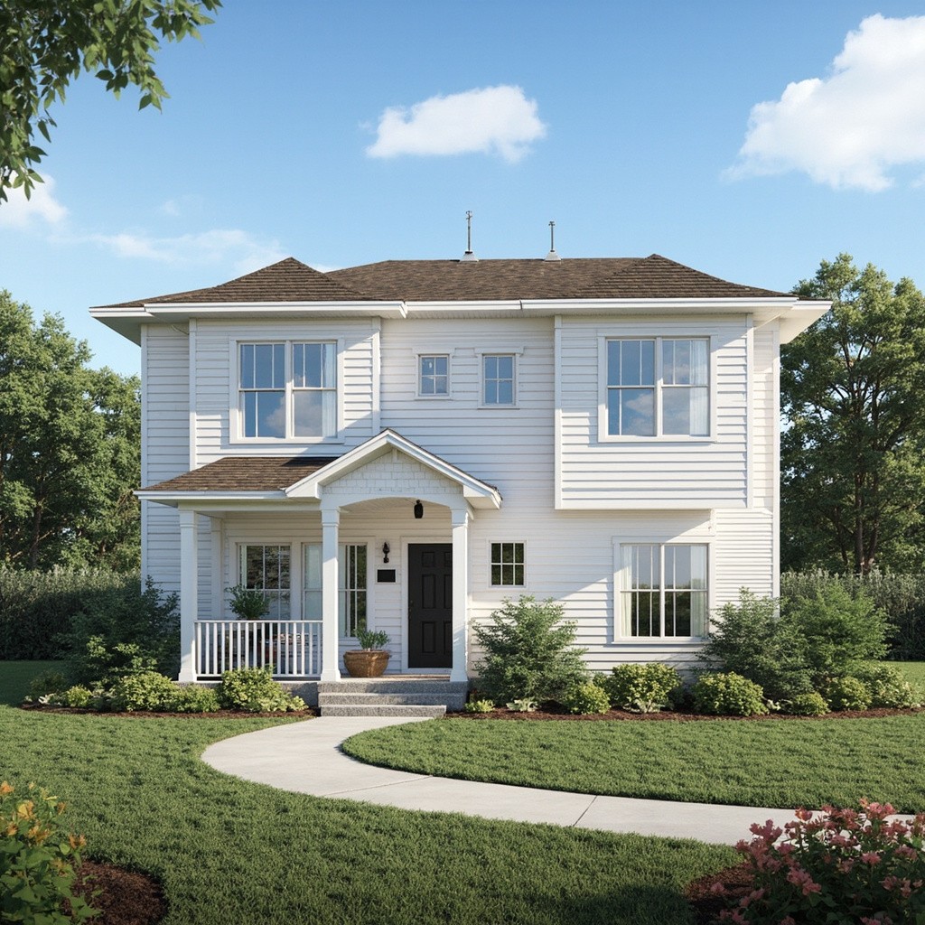 A Two-Story Duplex with White Siding