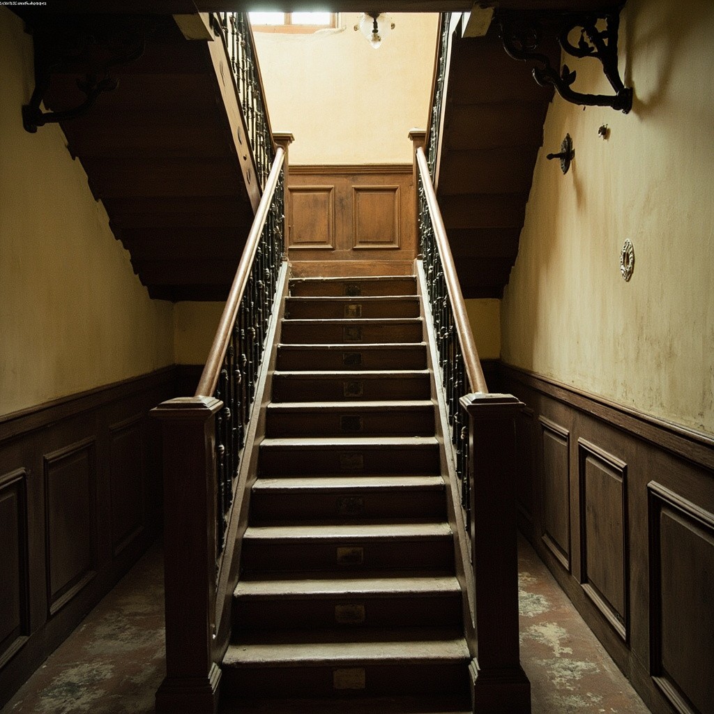A Vintage Staircase Ascending from Left to Right