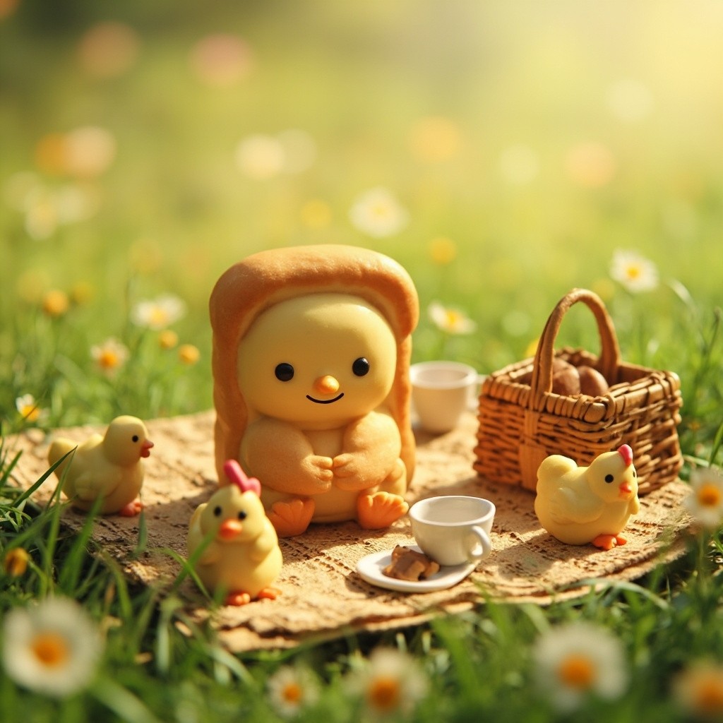 A Whimsical Picnic with Brioche Bread Character