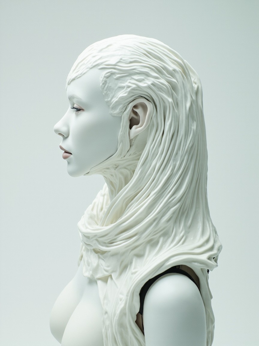 A White Porcelain Female Cyborg