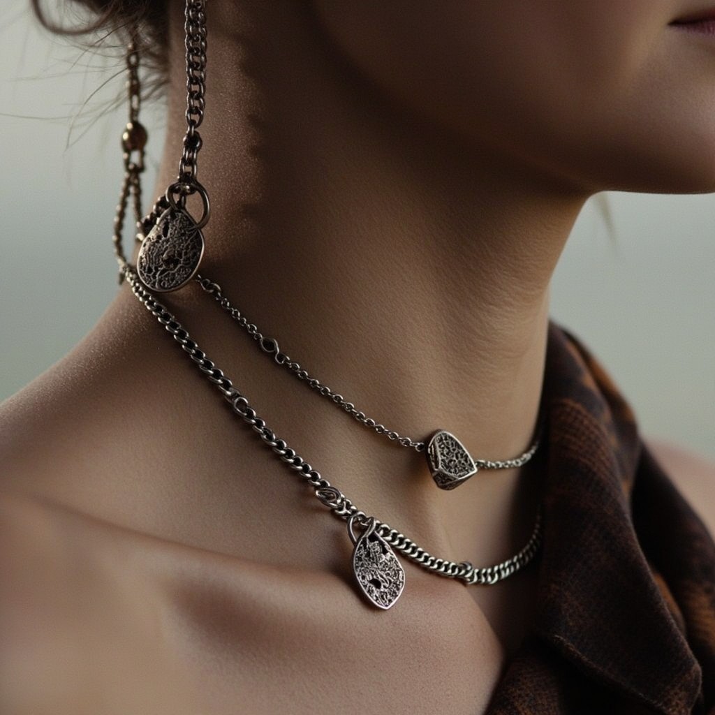 A Woman's Biker Style Jewelry