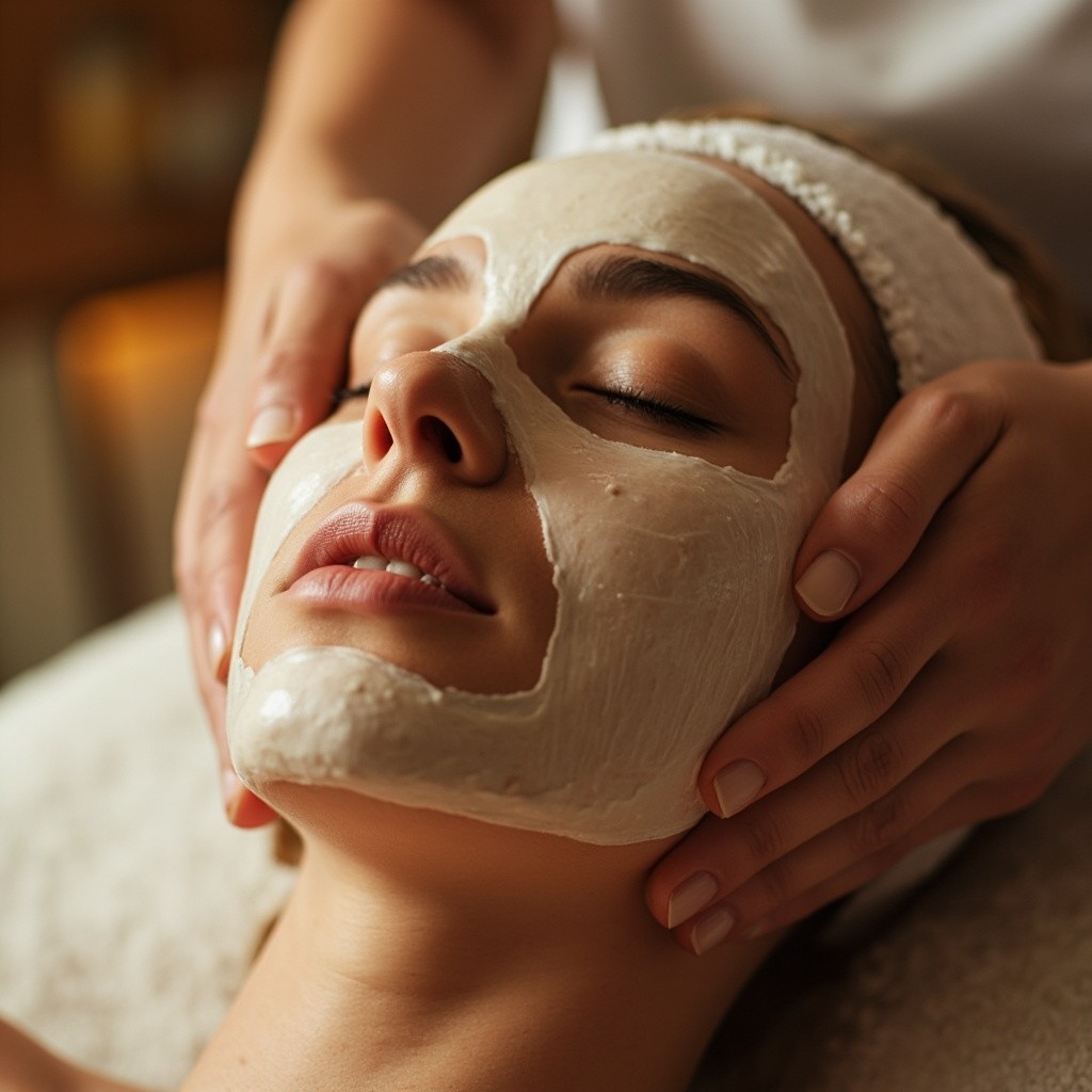 A Woman Getting a Professional Facial Massage