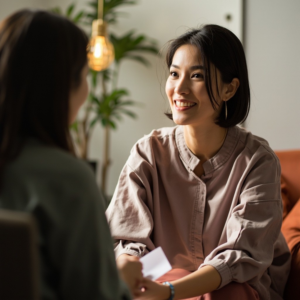 A Woman Receiving Consulting in Relaxing Atmosphere