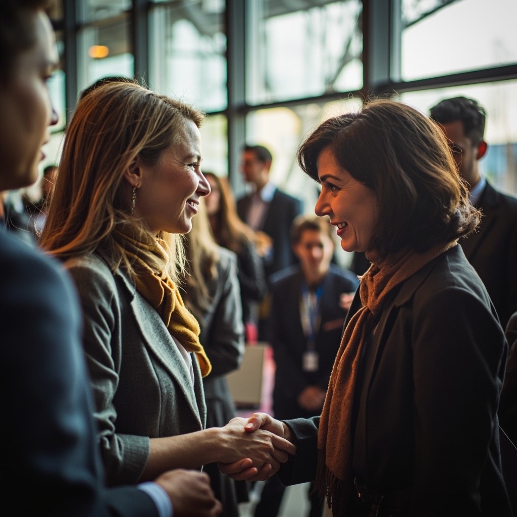 A Woman Shaking Hands with the AI