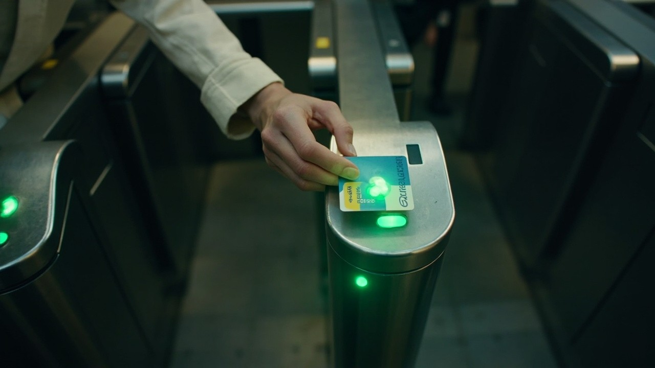A Woman Swiping London Metro Card Successfully