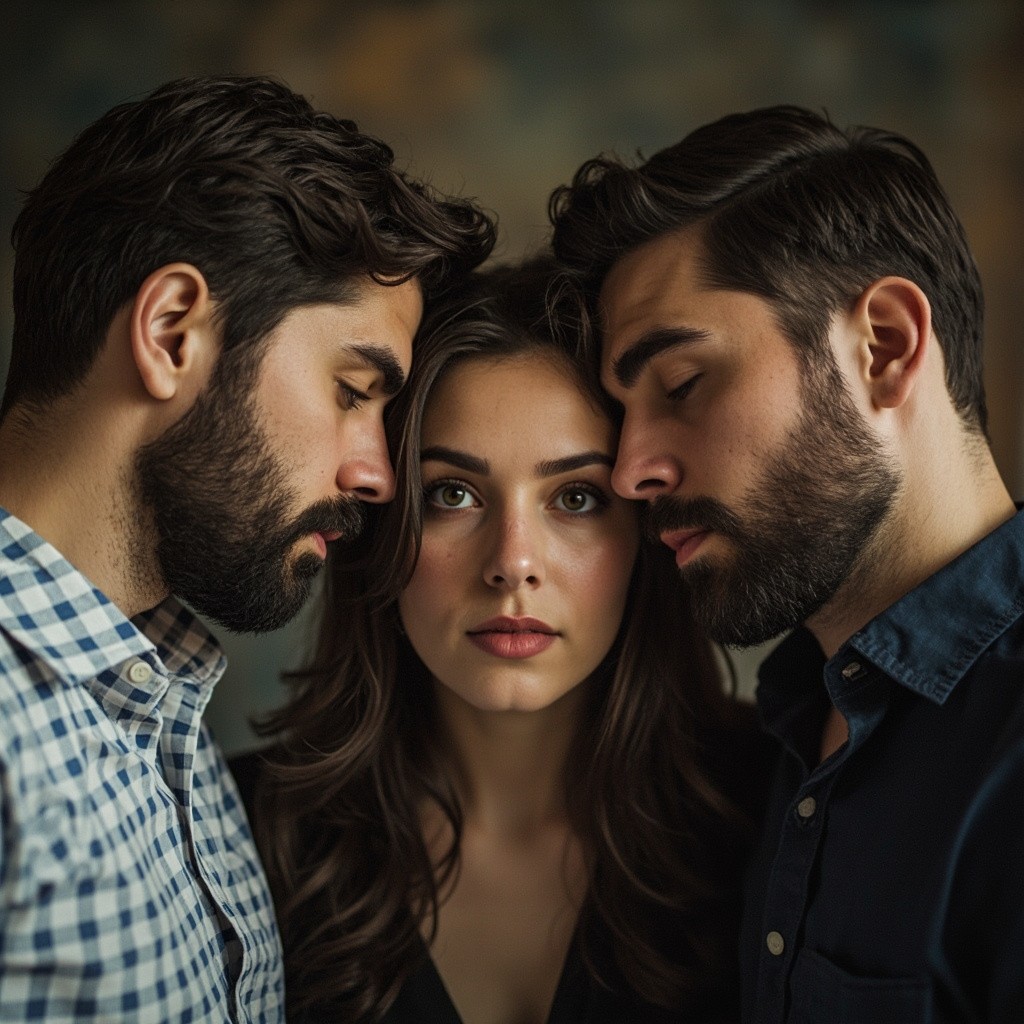 A Woman and Two Men in Love Triangle