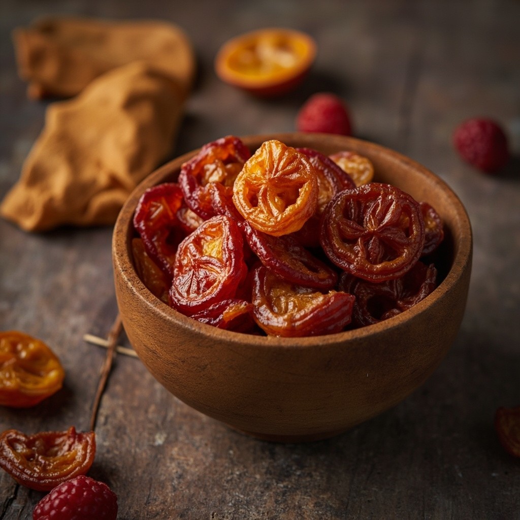 A Wooden Bowl of Healthy Dried Fruits