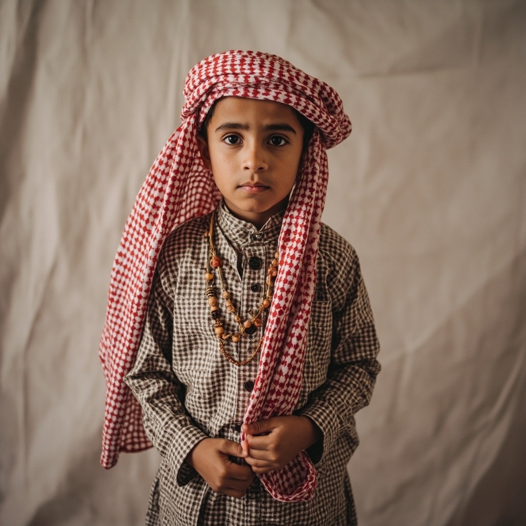 A Yemeni Child Wearing Traditional Yemeni Attire