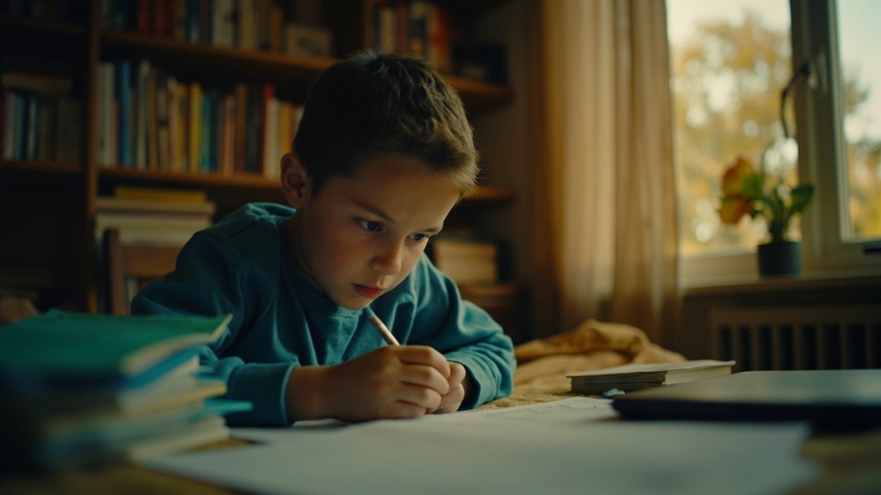 A Young Boy Studying Finance Creatively at Home