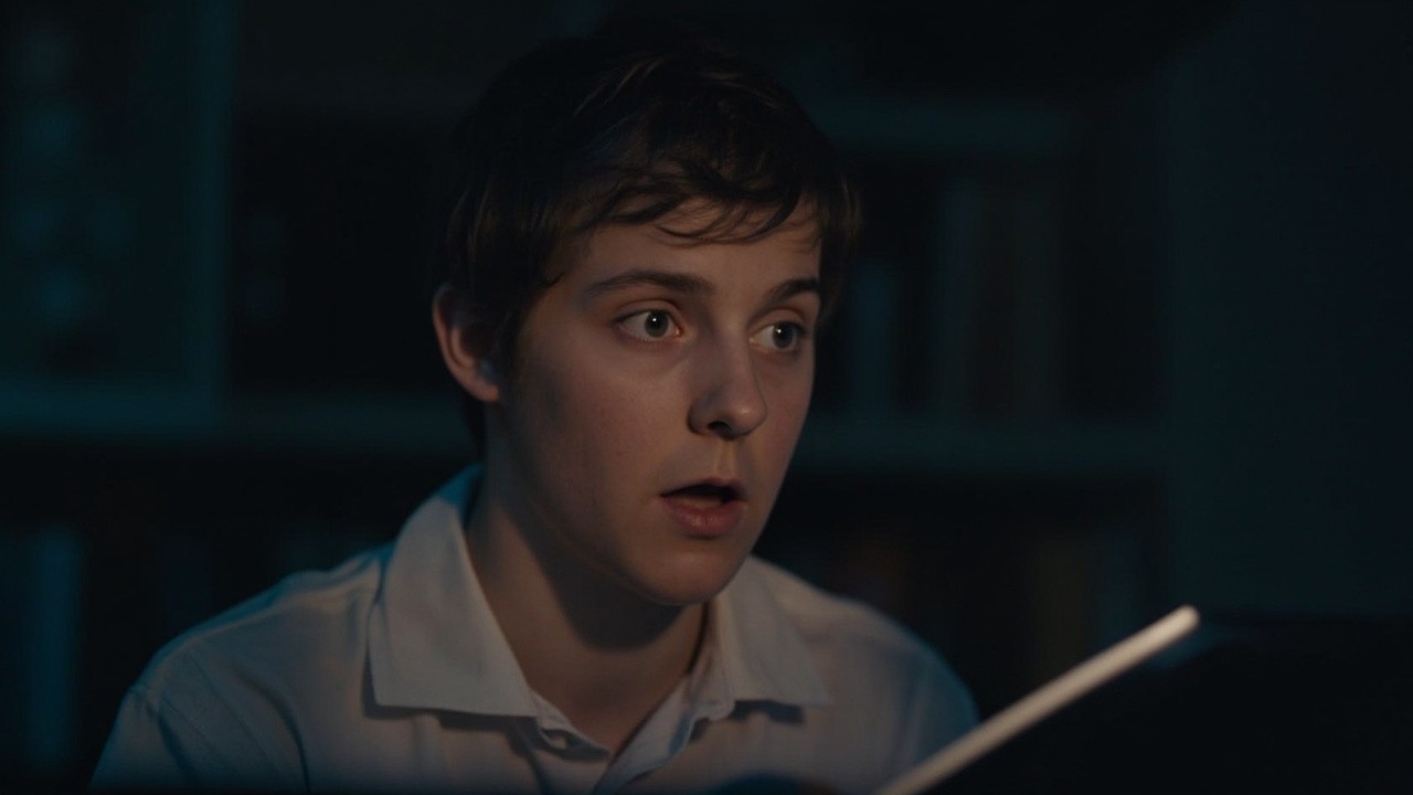 A Young Person Studying at Night