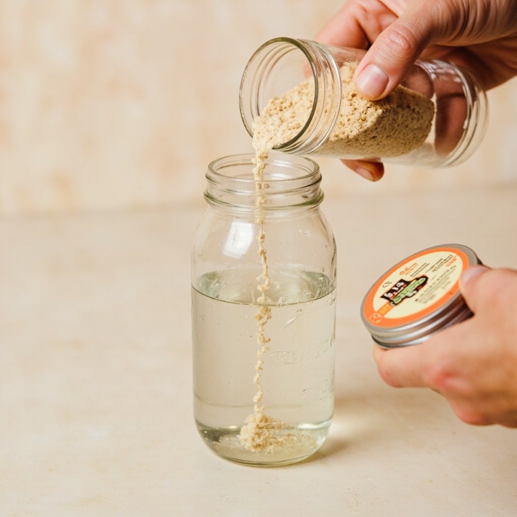 Adding Psyllium Husk into a Water Jar